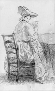 A Lady Seated On A Ladder-backed Chair, Reading A Letter, Possiblythe Artist's Wife by William Hoare Of Bath