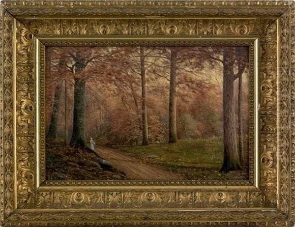 Autumn Landscape With Women Walking Down A Path - view 1