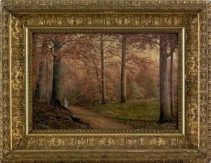 Autumn Landscape With Women Walking Down A Path Autumn Landscape With Women Walking Down A Path