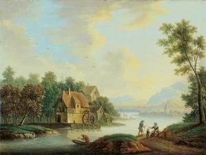 Flusslandschaft Mit Wassermuhle.