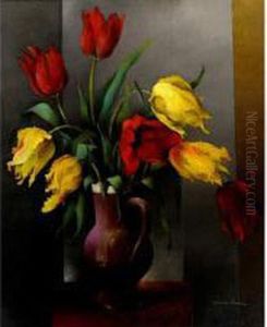 Bouquet De Tulipes Dans Un Vase En Gre