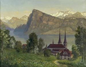 Blick Vom Wesemlin Auf Die Hofkirche Und Den Burgenstock by Ernst I Hodel