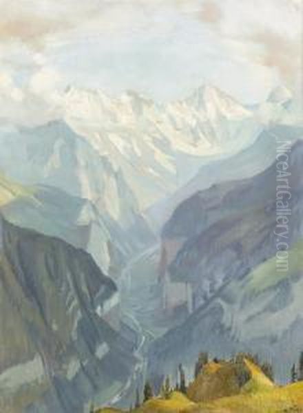 Lauterbrunnental Mit Dem Breithorn Im Sommer. - view 1
