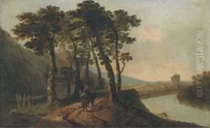 An Italianate Landscape With Figures By A River by William Hodges