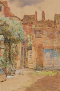 French Countryside Courtyard With Pigeons by Frances Mary Hodgkins