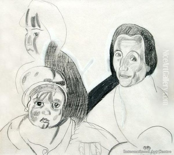 Woman With Children C. 1921 - view 1