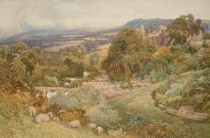 Valley Of The Teme And Castle At Ludlow by George Hodgson