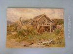 Woodcutterby A Rustic Water Mill by George Hodgson