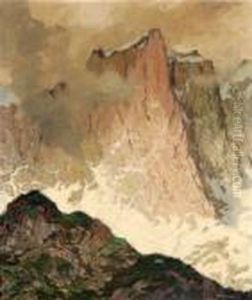 Mountain Peaks With Swathes Of Fog by Hugo Hodina Hodiener