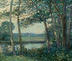 View Of A Pond Through A Stand Of Trees