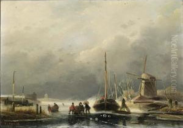 A Winter Landscape With Figures On The Ice - view 1