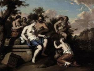 A Bacchanal With Nymphs And Satyrs by Gerard Hoet