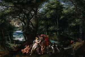 Venus and Adonis in a Wooded Landscape, 1607 by Hendrick De Clerck