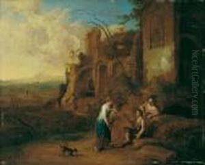 Arkadische Landschaft Mit Bauerlicher Staffage Vor Ruinen Arkadische Landschaft Mit Bauerlicher Staffage Vor Ruinen