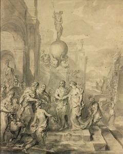 Salomon Accueillant La Reine De Saba by Gerard Hoet
