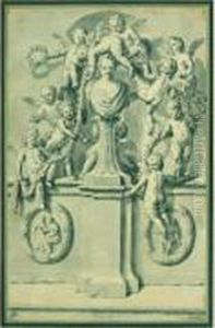 Etude De Monument Sculpte A La Gloire D'une Femme by Gerard Hoet