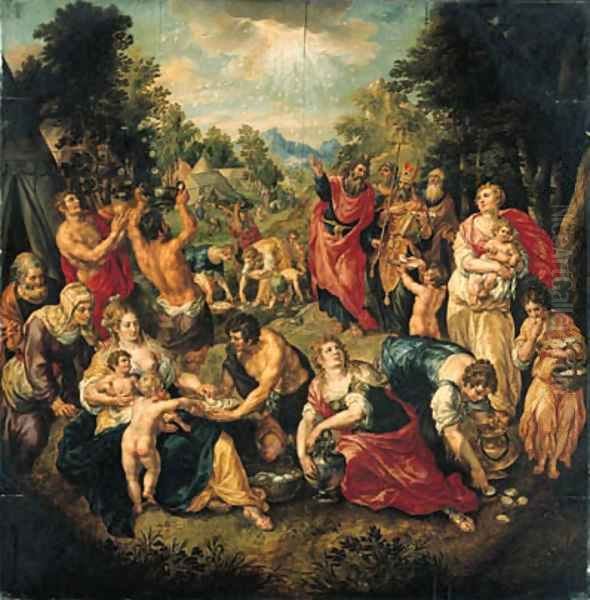 The Gathering of the Manna by the Israelites - view 1