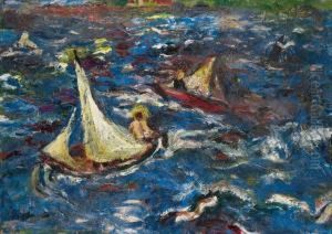 Bewegtes Meer Mit Seglern by Bernhard Hoetger