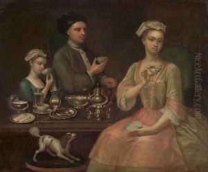 A Family of Three at Tea, c.1727