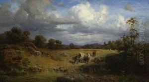 An Der Furt. by Heinrich Hofer