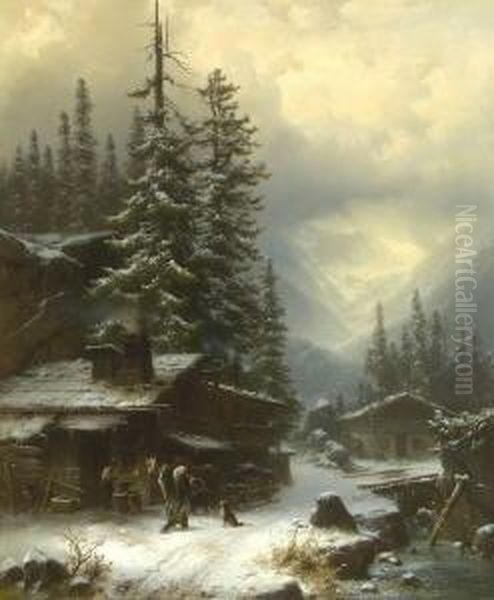 Hufschmiede In Winterlicher
Gebirgslandschaft. - view 1