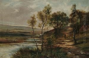 Rural Landscape With Figures And Chickens By A River