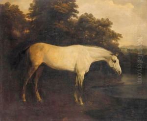 A Grey Hunter In A River Landscape by Henry Bernard Chalon