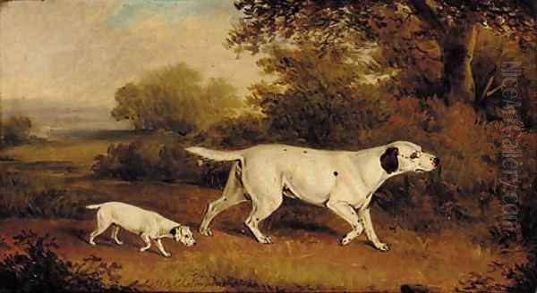 Pointers in a wooded landscape - view 1