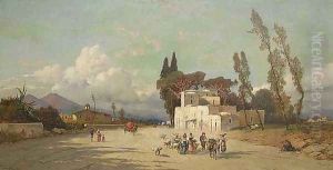 A View of the Bay of Naples with Vesuvius in the Distance by Hermann David Solomon Corrodi