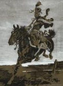 Bayerischer Husar In Wildem Ritt. by Anton Hoffmann