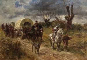 Ziehende Landsknechte Mit
 Planwagen