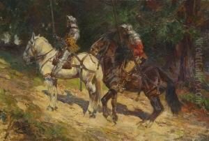 Zwei Ritter Zu Pferd. by Anton Hoffmann