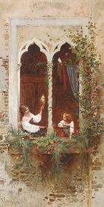 On a Venetian balcony by Hermann David Solomon Corrodi