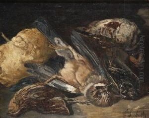 Stillleben Mit Toten Vogeln Und
 Kurbis.