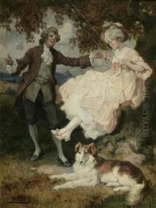 Rokoko-paar Mit Hund by Rudolf Alfred Hoger