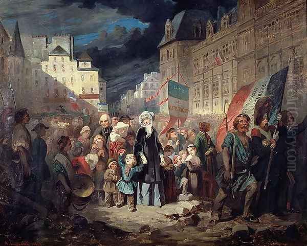 Madame Lamartine adopting the children of patriots killed at the barricades in Paris during the Revolution of 1848, 1848 - view 1