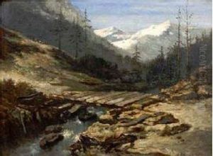 Paysage De Montagne Anime by Charles Hoguet