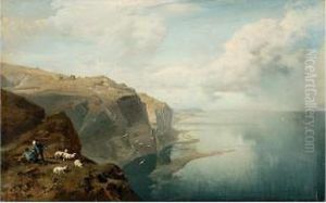 Die Klippen Von Etretat In Der Normandie by Charles Hoguet