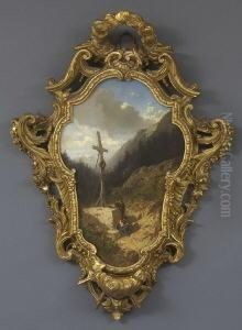 Bauernpaar An Einem
 Wegkreuz by Charles Hoguet