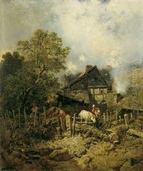 Das Alte Bauernhaus. Signiert
Und Datiert Unten Links: C. Hoguet 1852. Ol Auf Leinwand. H 54,5; B 46
Cm. - view 1