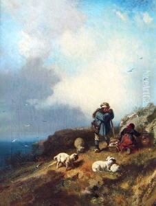 Schafhirten An Der Normannischen Kuste Schafhirten An Der Normannischen Kuste