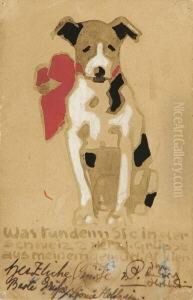 Hund Mit Roter Schleife.
 (postkarte) thumbnail
