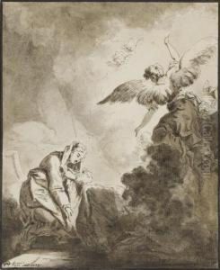 L'annonciation by Claude Jean Baptiste Hoin