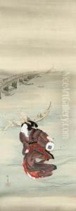 A Geisha Hunting Fireflies In The Sumida River by Teisai Hokuba