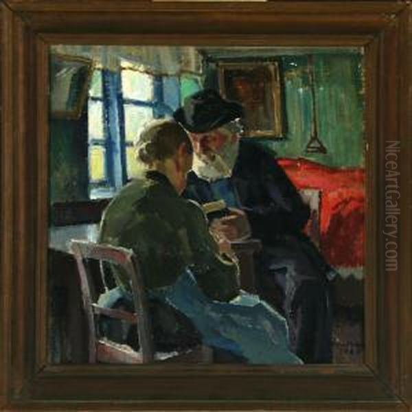 Peasantry Interior With Reading Man And Sitting Woman - view 1