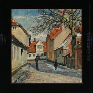 City Scenery With Two Children In The Street City Scenery With Two Children In The Street
