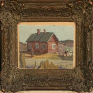 Farmhouse Exterior, View Over Vejle And Harvest Scenery