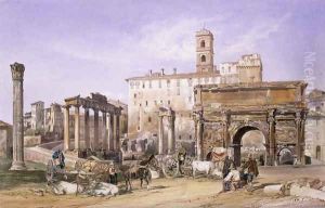 Campo Vaccino in Rome, 1844 by Thomas Hartley Cromek
