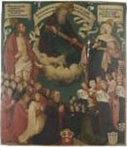 God The Father, Christ And The Virgin Mary With Donors by Hans Holbein the Younger