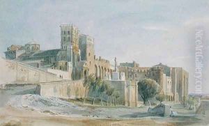 The Cathedral and Palace of the Popes, Avignon, 1836 by Thomas Hartley Cromek